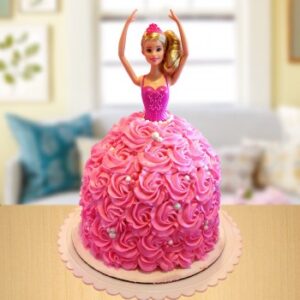Pink Rose Barbie Cake