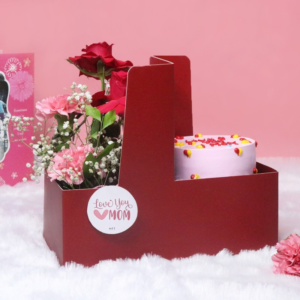 Rose Carnation Cake Hamper Box for Mom